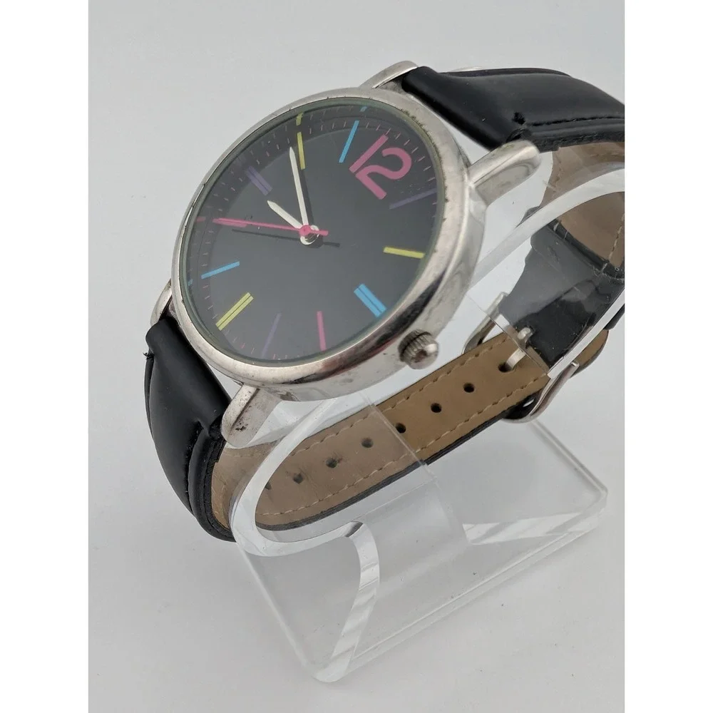 Classic Silver Tone 37mm Case Colorful‎ Hour Mark Women's Watch- New Battery
